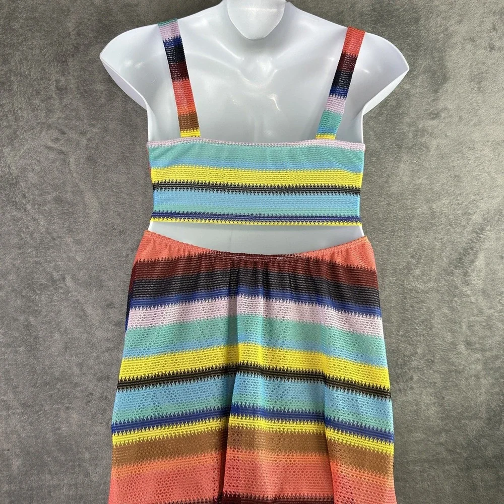 Karlie Dress Size M Striped Knit Skater Halter Top Lined Mod Retro‎ 70's Vintage